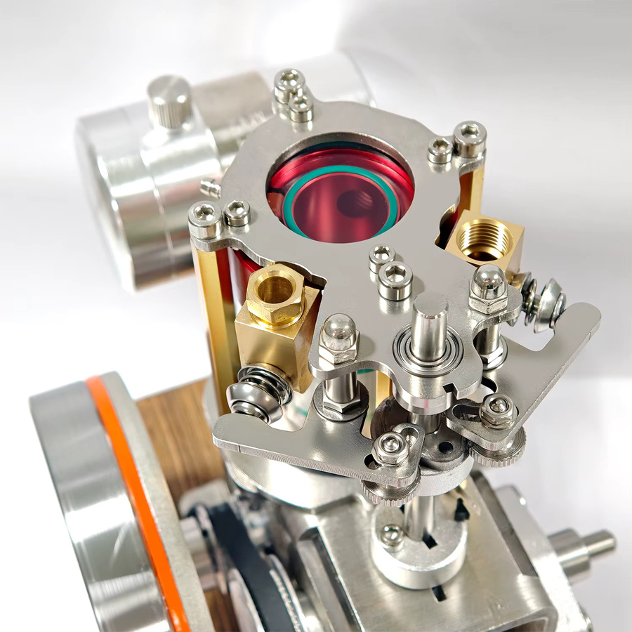 Goni Vertikales Motormodell, Transparenter Zylinder, Metall, Einzylinder Viertakt Wassergekühlter Wärmeableitungsmotor, Modellspielzeug - Bild 4