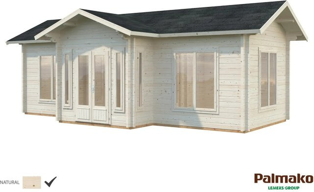 Palmako Anna Holz-Gartenhaus Natur Satteldach Unbehandelt in Blockbohlenbauweise B/B: 820 x 500 cm - Bild 1