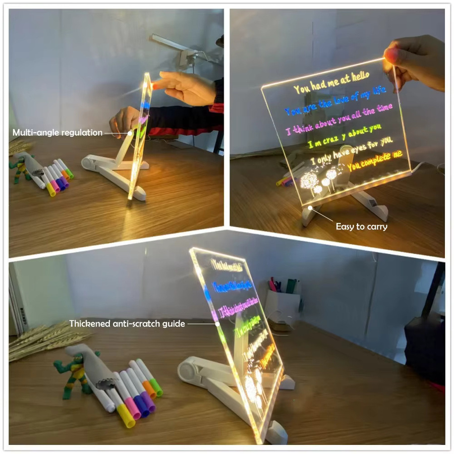 Diy Message Board aus transparentem Glas als LED Nachtlicht zum Bemalen und Löschen für kreative Notizen und Zeichnungen - Bild 5