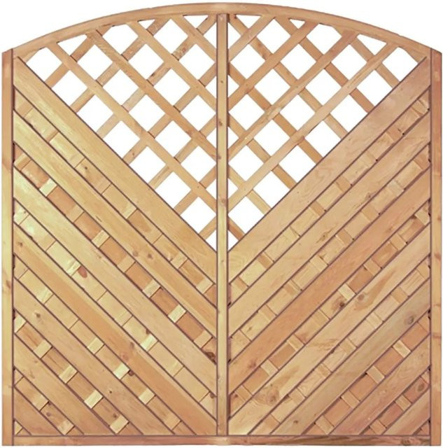 T & J Sichtschutzzaun Maxi-Diagonal-Bogen-Serie mit Rankgitter aus kesseldruckimprägniertem Holz in Grün, H x B: 180 x 180 cm - Bild 1