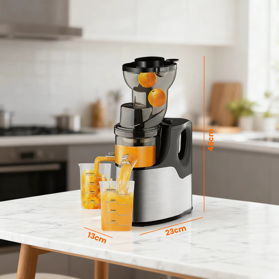 Aiorber Slow Juicer Kaltentsafter für Obst und Gemüse, 150W Profi-Entsafter mit 75mm Einfüllschacht, BPA-frei, Schwarz - Bild 6