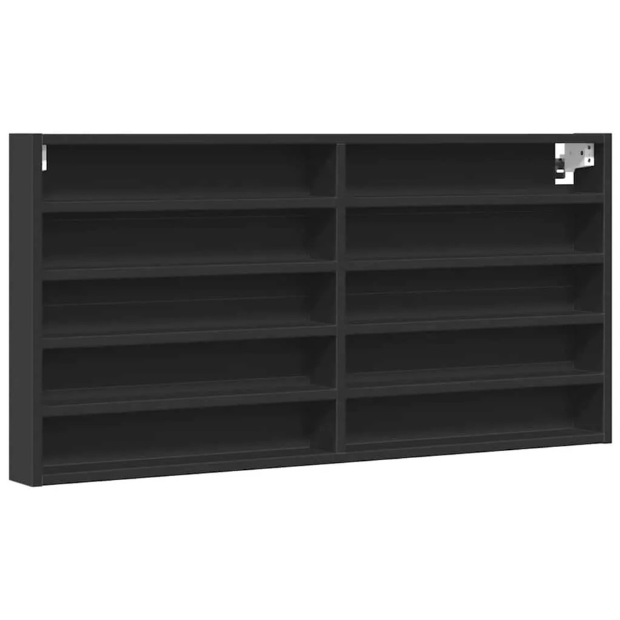 vidaXL Vitrinenschrank Schwarz mit Glastüren und Regalböden, Wandmontage, B/H/T: 100 x 50 x 8,5 cm - Bild 2
