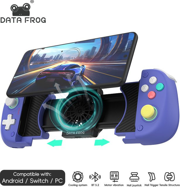 DATA FROG X3 Wireless Controller für Android, Samsung Galaxy und Nintendo Switch OLED, Dual Vibration Gamepad in Weiß und Lila - Bild 1