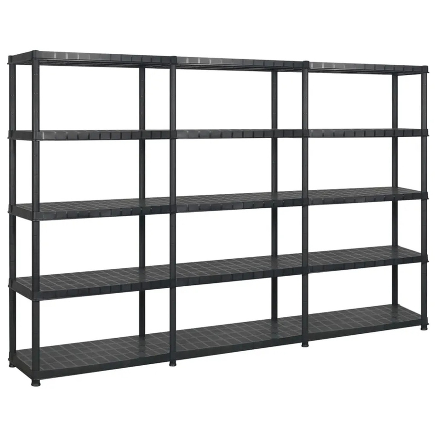 vidaXL Lagerregal mit 5 Böden aus Kunststoff in Schwarz, B/T/H: 274,5 x 45,7 x 185 cm - Bild 2