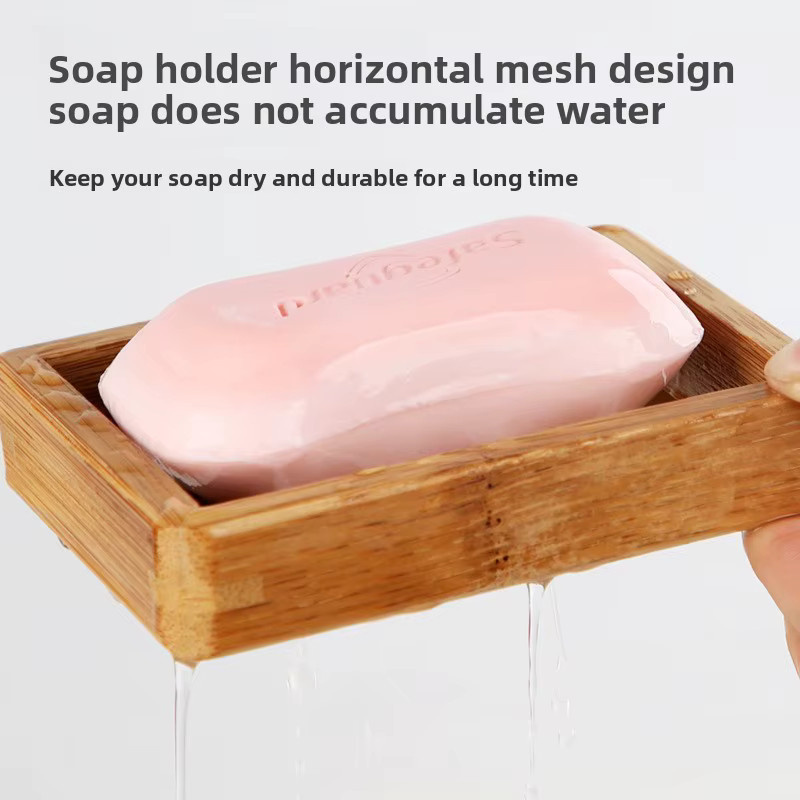 HDSAL Seifenschale aus natürlichem Bambus in Braun und Beige als tragbarer Organizer für dein Badezimmer - Bild 2