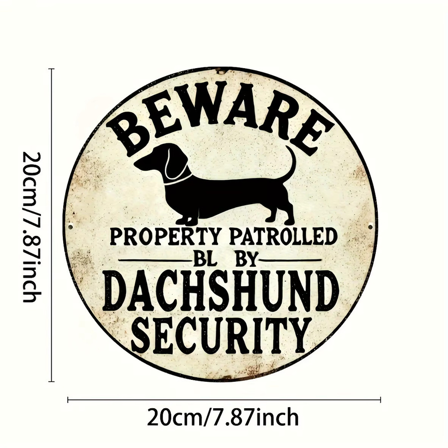 Sicherheitsschild Potdemiel Dackel Property Patrol aus Metall in Weiß, rund, Durchmesser: 20 cm - Bild 2