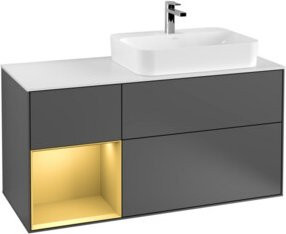 V&B Waschtischunterschrank Finion mit Wandbeleuchtung und Regalfach links, Anthrazit, Breite: 120 cm, Höhe: 50,1 cm, Tiefe: 50,1 cm - Bild 1