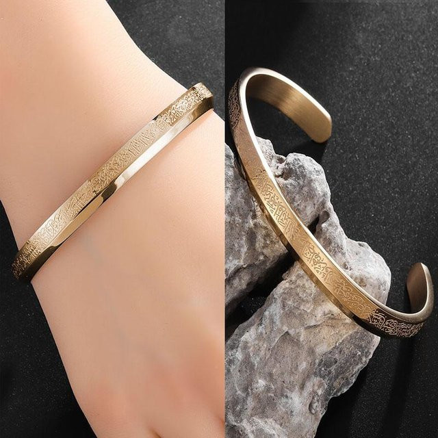 Manschettenarmband Edelstahl, Gold, Unisex - Bild 1