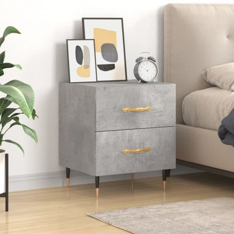 Modern Nachttisch Vidaxl in Grau aus Holzwerkstoff und Metall, B/T/H: 40 x 35 x 47,5 cm - Bild 1
