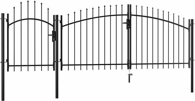 vidaXL Doppeltes Gartentor aus Stahl in Schwarz, Höhe: 175 cm, Breite: 400 cm - Bild 1
