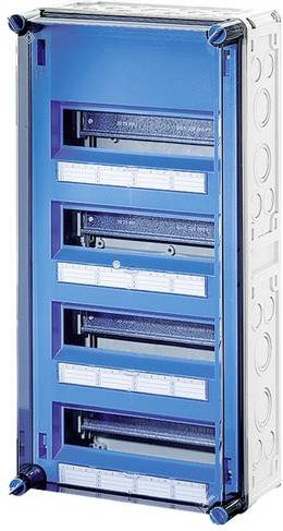 Hensel Mi 1448 Verteilerschrank aus Kunststoff, Blau/Transparent, Wandmontage, 48 Teilungen und 4 Reihen, B: 60 cm, H: 30 cm, T: 17 cm - Bild 1