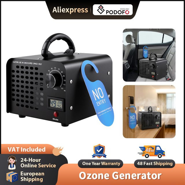 Podofo Ozongenerator Ozon-Luftreiniger mit 40000 mg/Stunde und 120-Minuten-Timer in Schwarz oder Weiß - Bild 1