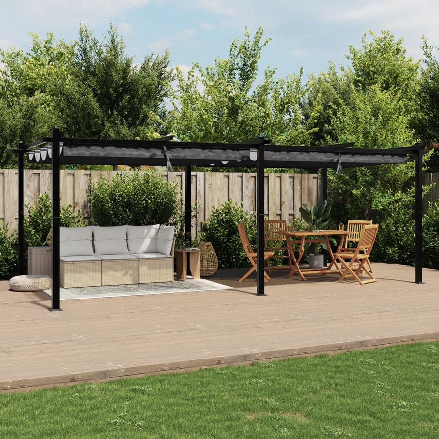 vidaXL Gartenpavillon aus Aluminium mit ausziehbarem Polyesterdach in Anthrazit, B/T: 6 x 3 m - Bild 3