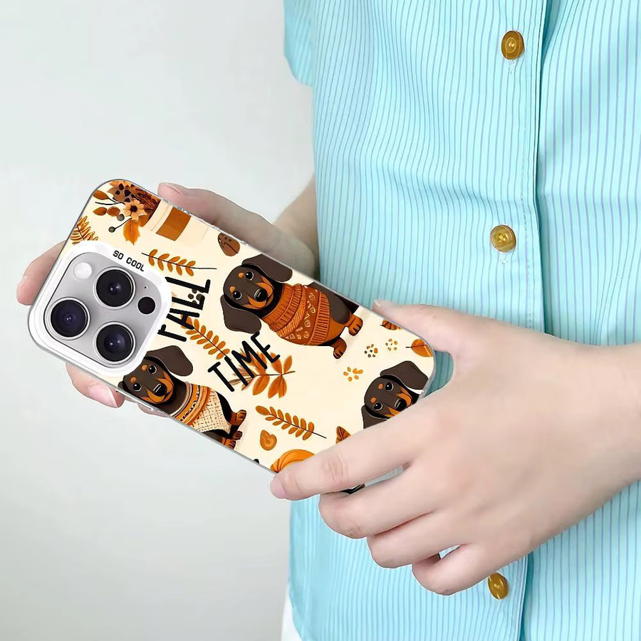 Stoßfeste Handyhülle mit Dackel-Motiv für iPhone 11 bis iPhone 17 Pro Max in Silber - Bild 6