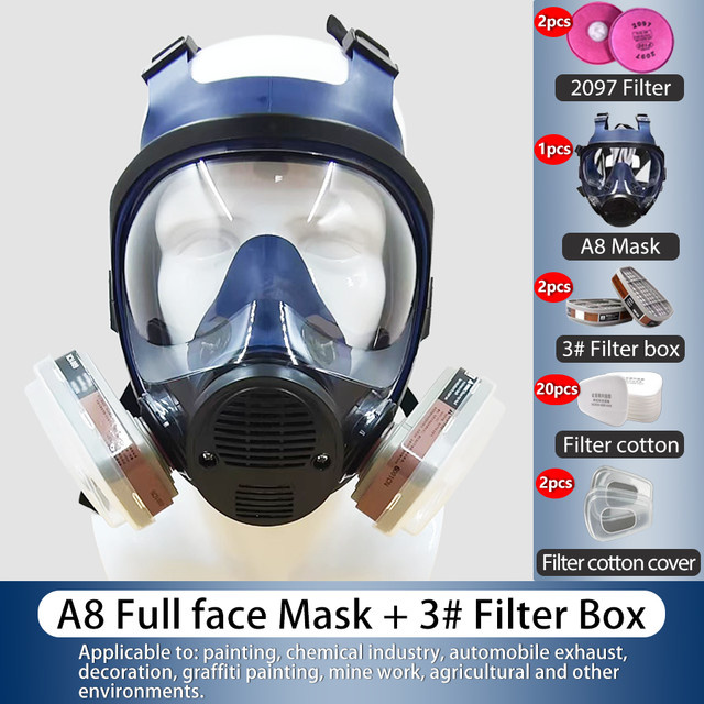 Vollgesicht-Atemschutzmaske mit Filtern für Bauprojekte, Chemikalien, Farbe und Pestizide - Bild 1