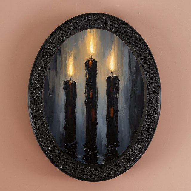Ovales dekoratives Wandornament im Gothic-Stil mit schwarzen Kerzenelementen von Mys, Farbe: Schwarz, Höhe: 13,4 cm, Breite: 10,6 cm - Bild 1