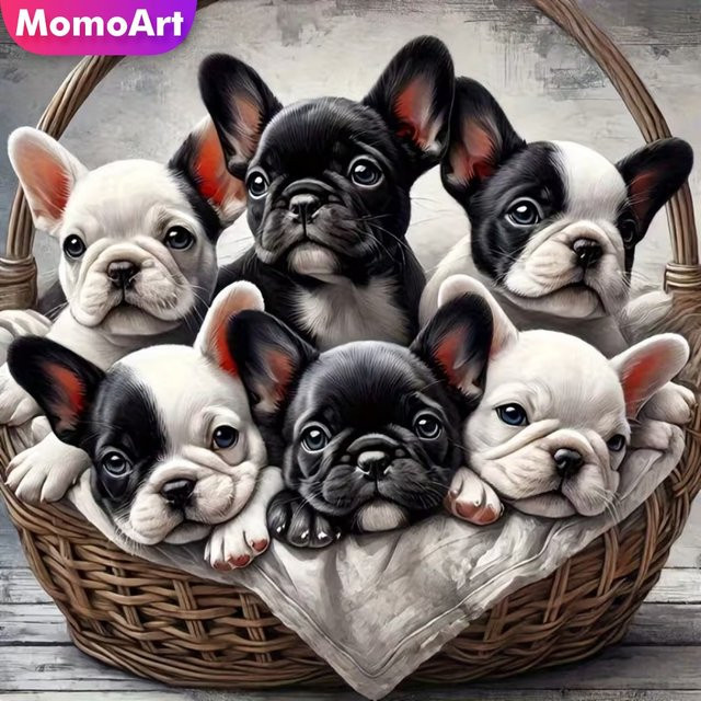 Momoart Diamantmalerei Hund Tier DIY Kreuzstich-Set mit Acryl-Diamantmosaik in Multicolour, B/B/H: 20 x 20 x 20 cm - Bild 1