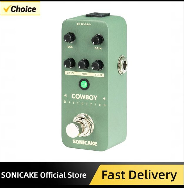 SONICAKE Cowboy Distortion QSS-25 High Gain Gitarreneffektpedal in Grün mit zwei Modi - Bild 1
