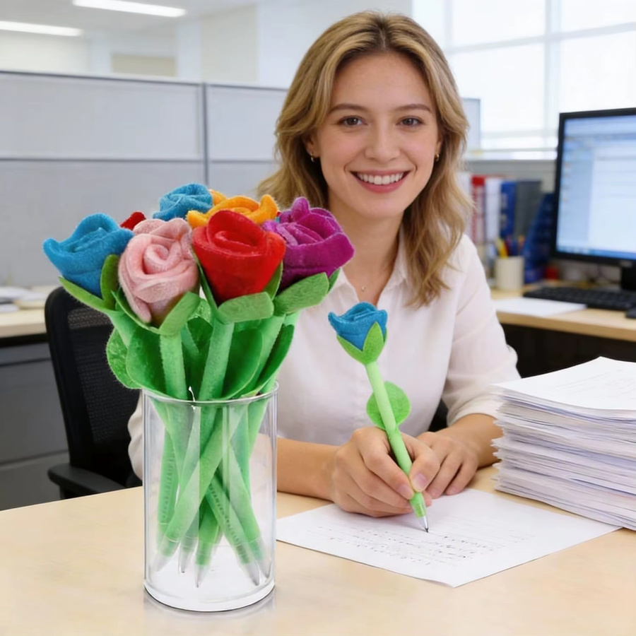 TWBEB Plüsch-Rosen-Kugelschreiber in Multicolour für Erwachsene - Bild 2