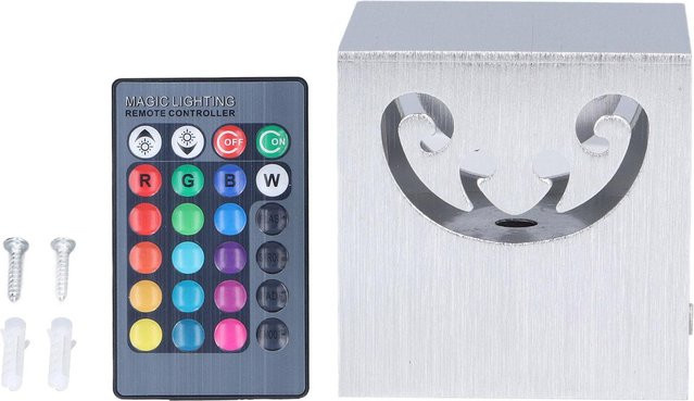 GoolRC RGB Aluminium Wandleuchte in Silber mit 3W LED, modernem Hohl-Design und Fernbedienung für 360 Grad Beleuchtung - Bild 1