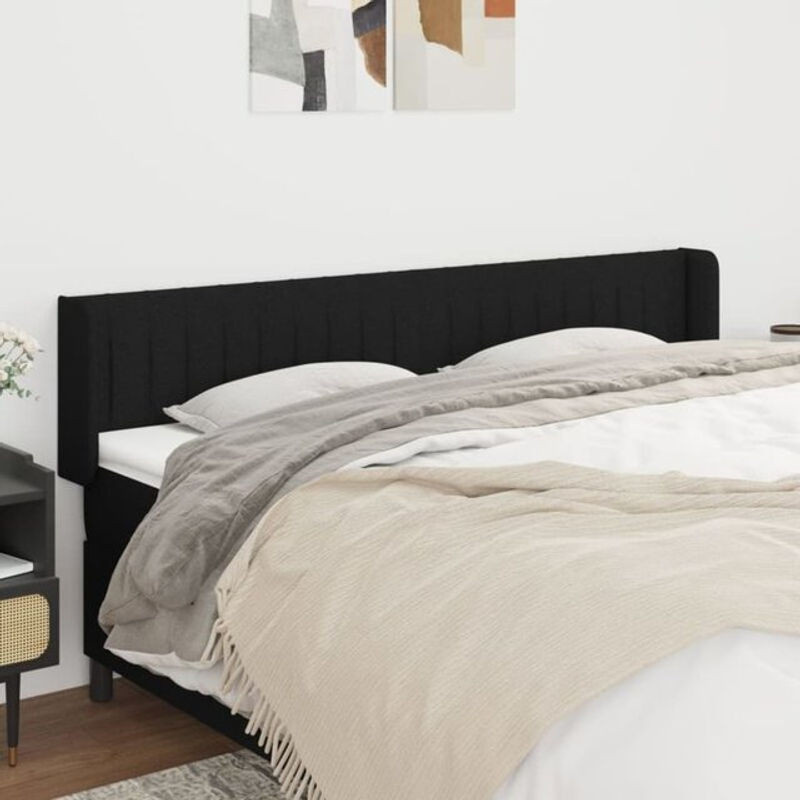 Kopfteil mit Ohren von vidaxl in Schwarz, modern und klassisch, Stoff, B: 203 cm, H: 78-88 cm, T: 16 cm - Bild 1