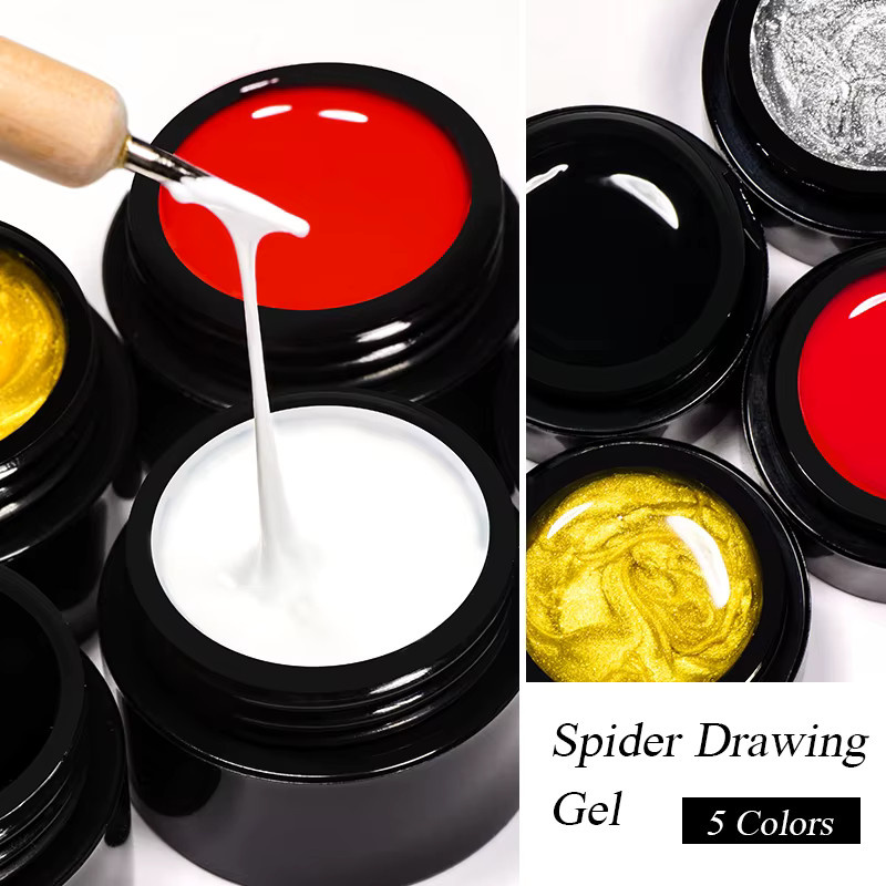 MEET ACROSS Spider Drawing UV-Gel Nagellack, 5 ml, Schwarz, Weiß, Gold, Silber - Bild 5