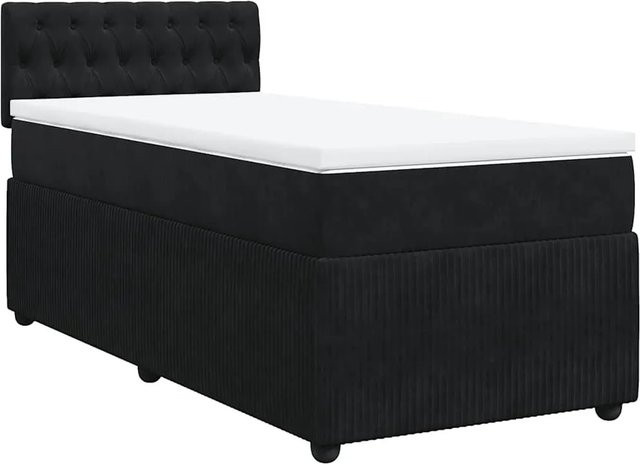 vidaXL Boxspringbett mit Matratze in Schwarz aus Samt mit USB-Ladeport und Unterbettbeleuchtung B/T/H: 80 x 200 cm - Bild 1