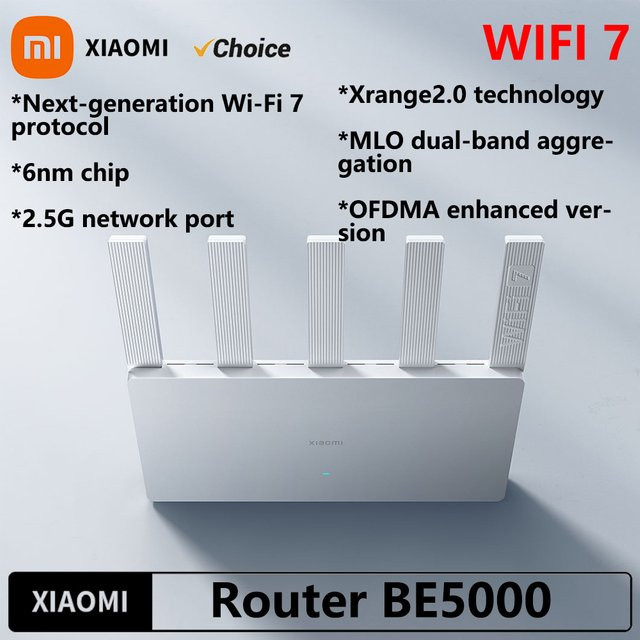Xiaomi BE5000 Wi-Fi 7 Dual-Band Mesh-Router in Weiß mit 2,5 G High-Speed-Port und IPTV-Unterstützung - Bild 1