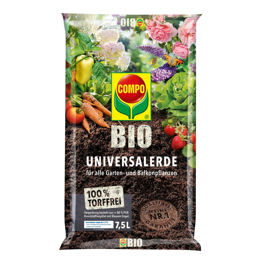 Compo Bio Universal-Erde torffrei für Zierpflanzen, Kräuter, Obst und Gemüse, 7,5 l - Bild 2