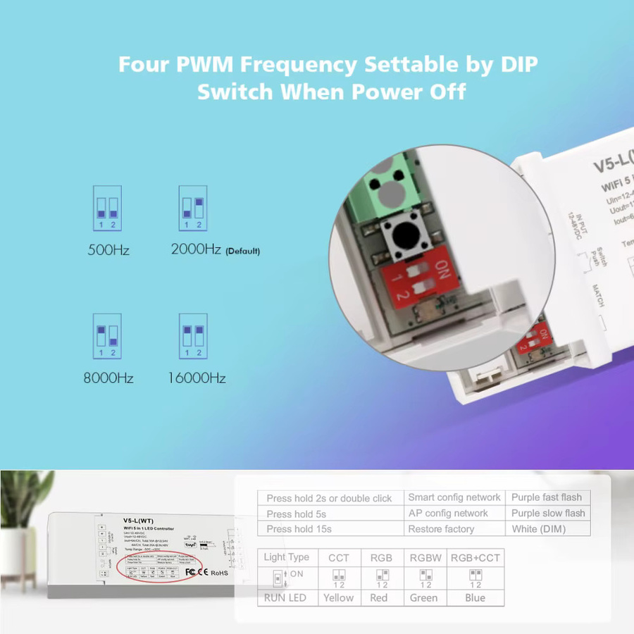 CENFAYA 5in1 Smart LED Controller RGBW CCT Tuya Zigbee WiFi dimmbar Schwarz für LED Streifen mit App Fernbedienung kompatibel mit Alexa und Google Home - Bild 4
