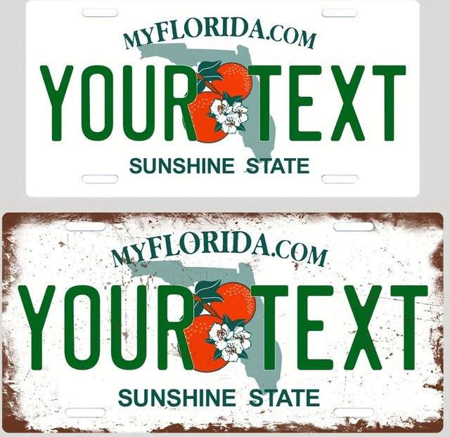 Personalisierbares Retro-Florida-Nummernschild aus Aluminium von Hello Young in Weiß zur Wandmontage - Bild 1