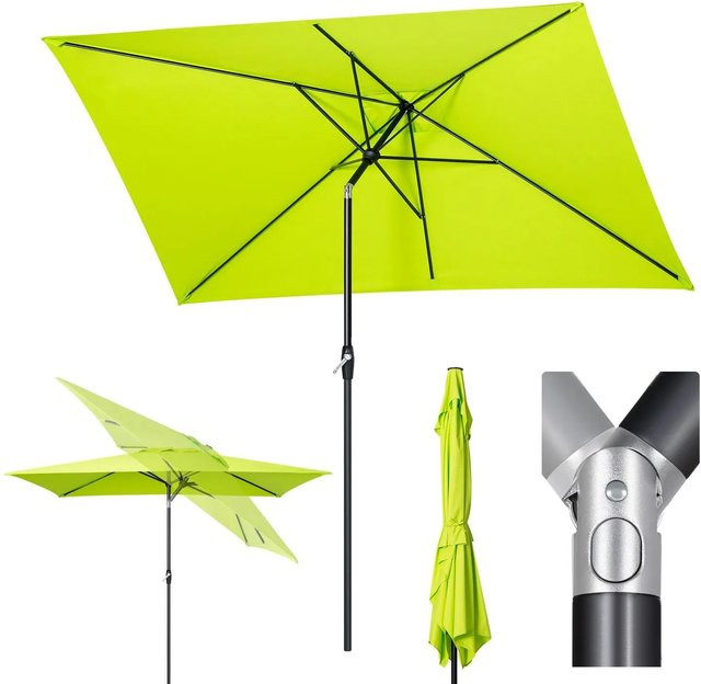 Sekey Kurbelschirm Sonnenschirm aus Aluminium und Polyester mit UPF 50+ in Grün, B: 300 cm, T: 200 cm - Bild 1