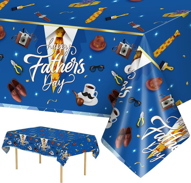 Rechteckige Tischdecke JMG Household Supplies aus Polyester für Vatertag und Muttertag, Blau, B: 100 cm, L: 160 cm - Bild 1