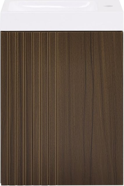 SoBuy Waschbeckenunterschrank BZR196-BR in Braun, Hängendes Badmöbel-Set mit Waschbecken und 2 Türen, B/T/H: 40 x 22 x 56 cm - Bild 4