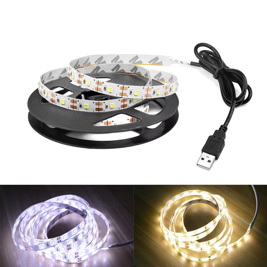 Guillermo USB-LED-Streifenlicht SMD 2835 als flexibles Beleuchtungsband für TV-Hintergrund und Heimdekoration in Weiß/Warmweiß - Bild 4