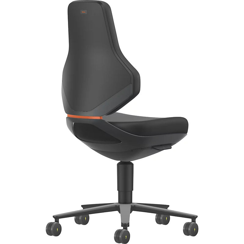 Bimos ESD Texon Skintec Stuhl in Schwarz mit Rollen und Aluminiumfuß, Sitzhöhe: 45,0 cm bis 62,0 cm - Bild 2