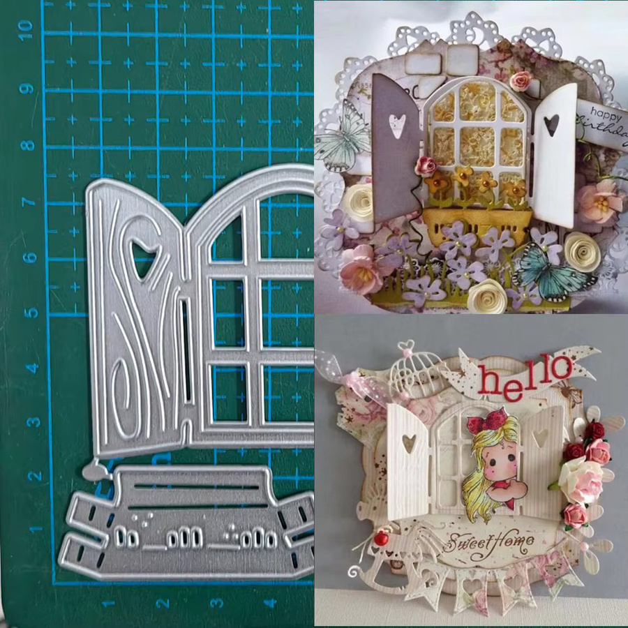 Metall-Stanzform Fenster und Blumen für Papier-Handwerk und Sammelalben - Bild 2