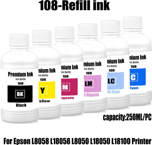 Epson Nachfülltinte 108 für L8050 L8058 L18050 L18058 ET-18100, 250 ml - Bild 1
