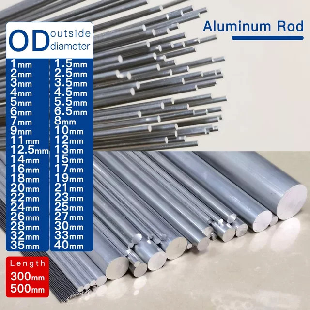 Aluminium-Rundstab in Silber, Durchmesser: 1–40 mm, Länge: 300–500 mm - Bild 1