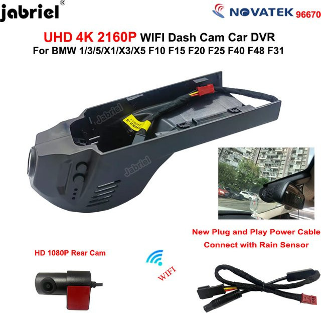 Jabriel 4K UHD Dash Cam mit Wifi für BMW F30 F31 F32 F33 F34 F36 F39 F45 F10 F20 F25 F26 F07 F48 F15 F22 F21 F23 in Schwarz - Bild 1