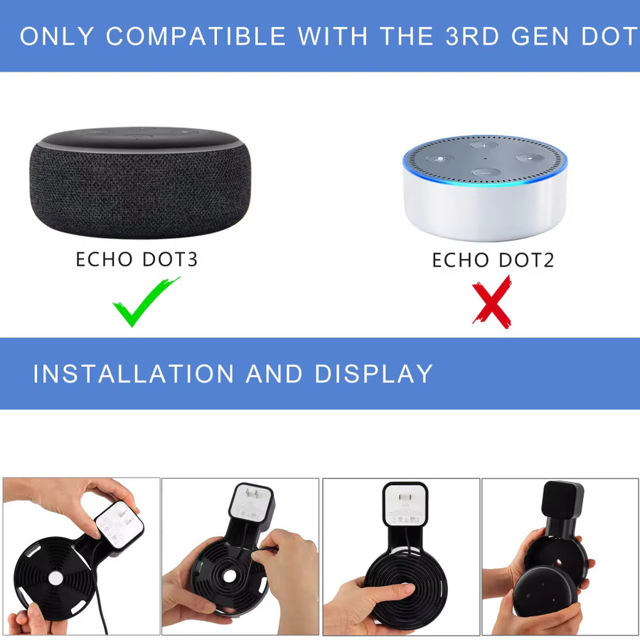 Wandhalterung für Echo Dot 3. Generation mit Kabelmanagement in Schwarz - Bild 4