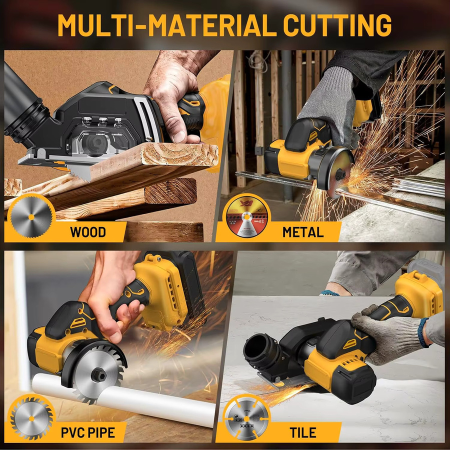 DeWalt 3-Zoll-Mini-Kreissäge Gelb, kabelloses Trennwerkzeug mit 19500 U/min und Tiefeneinstellung für Metall, Holz, Fliesen und Kunststoff, kompatibel mit DeWalt 20V Akku - Bild 3