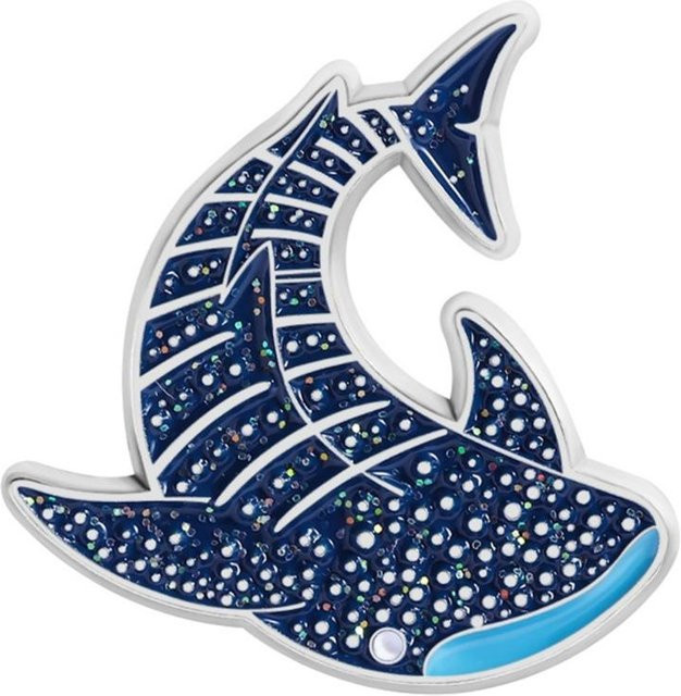 Brosche Delfin Mantarochen Hai, Emaille, Legierung, Blau, Damen - Bild 1