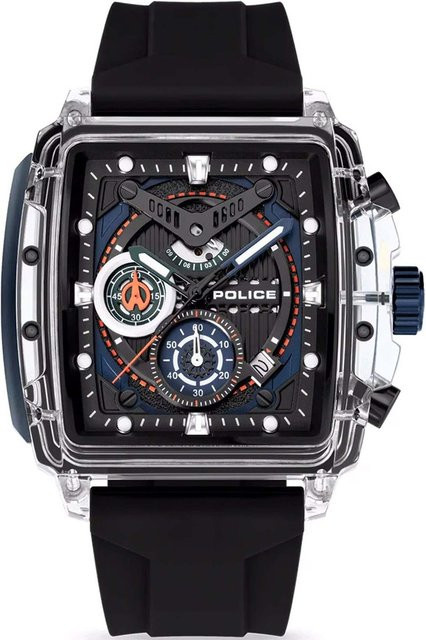 Police Chronograph Herrenuhr, Quarz, Kunststoff, Schwarz, 43 mm - Bild 1
