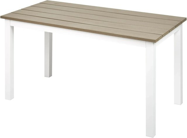 Beliani Gartentisch MESSINA in Weiss und Beige, moderner Design-Gartentisch aus Metall, B/T/H: 96 x 52 x 50 cm - Bild 1