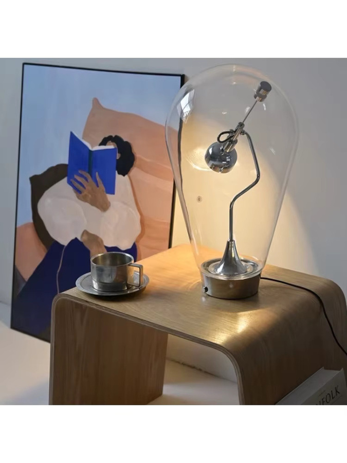 JIANKEXING Minimalistische Glas-Tischlampe in Transparent mit Touch-Funktion und warmweißem Licht, verstellbar für Wohnzimmer, Schlafzimmer und Büro - Bild 5