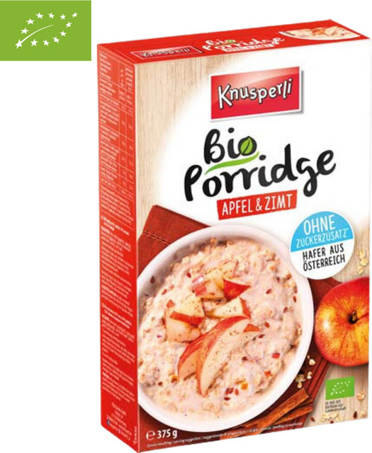 Knusperli Bio Porridge Apfel & Zimt ohne Zuckerzusatz 375 g - Bild 1
