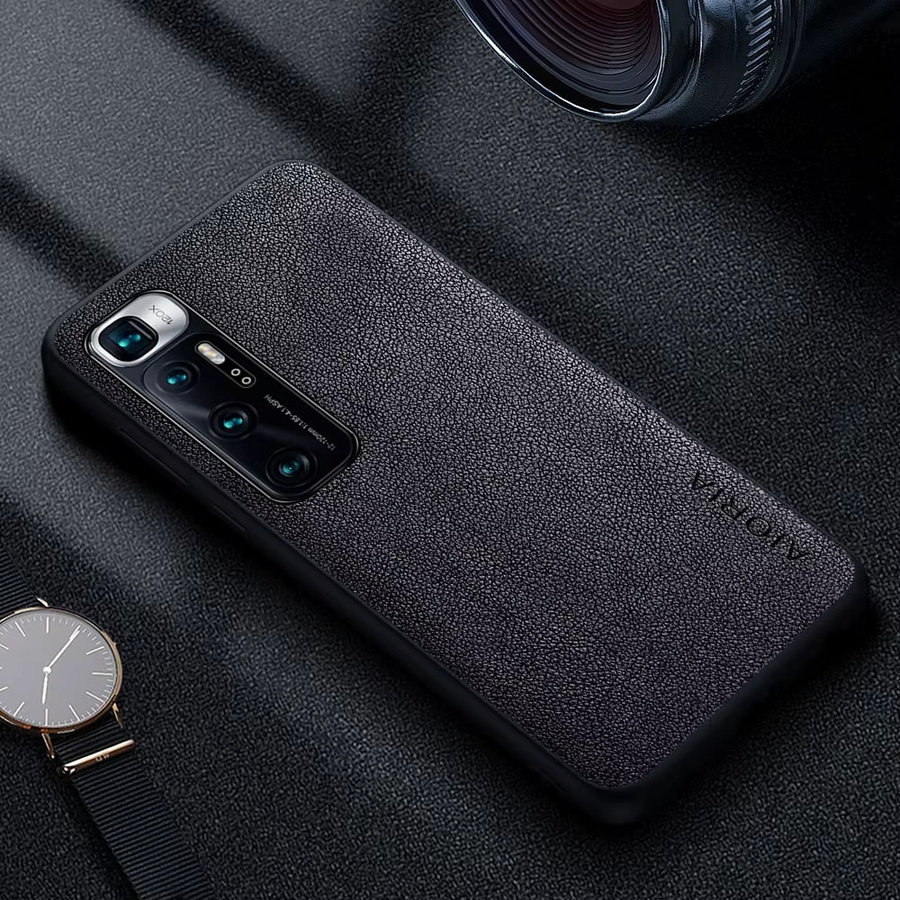 Luxus-Handyhülle aus Leder für Xiaomi Mi 10 Pro Ultra Lite im Retro-Business-Stil in Schwarz - Bild 2