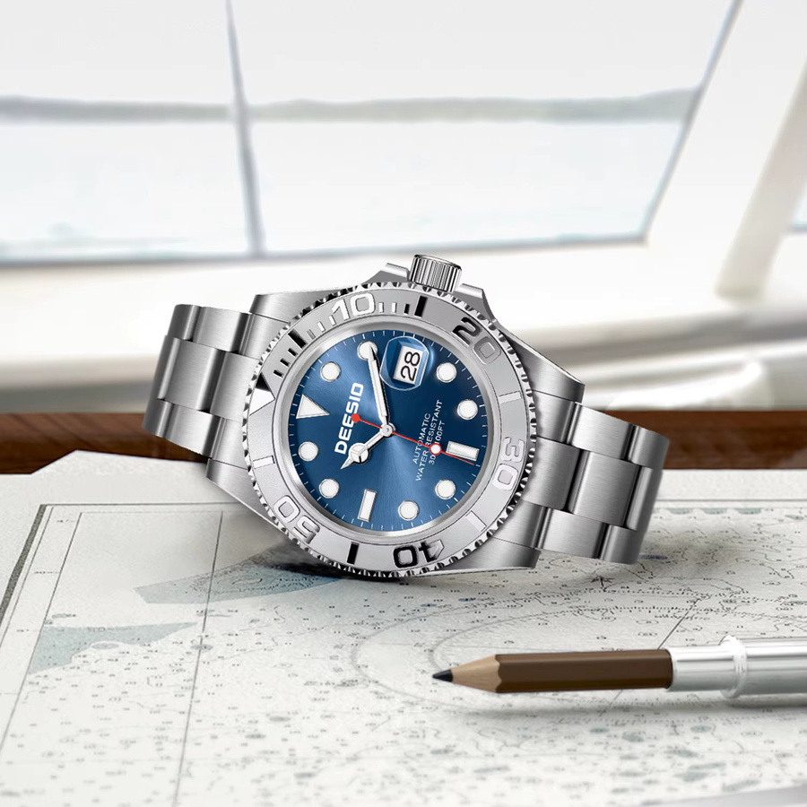 deesio Armbanduhr Automatik, Edelstahl, Saphirglas, Blau, Herren - Bild 3