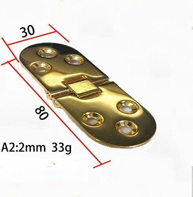 2 Stück Klappscharniere von Refreshing Home in Gold, selbsttragende Unterputzscharniere für Klapptische und Küchenmöbel, Material Zinklegierung, Dicke: 2 mm - Bild 1